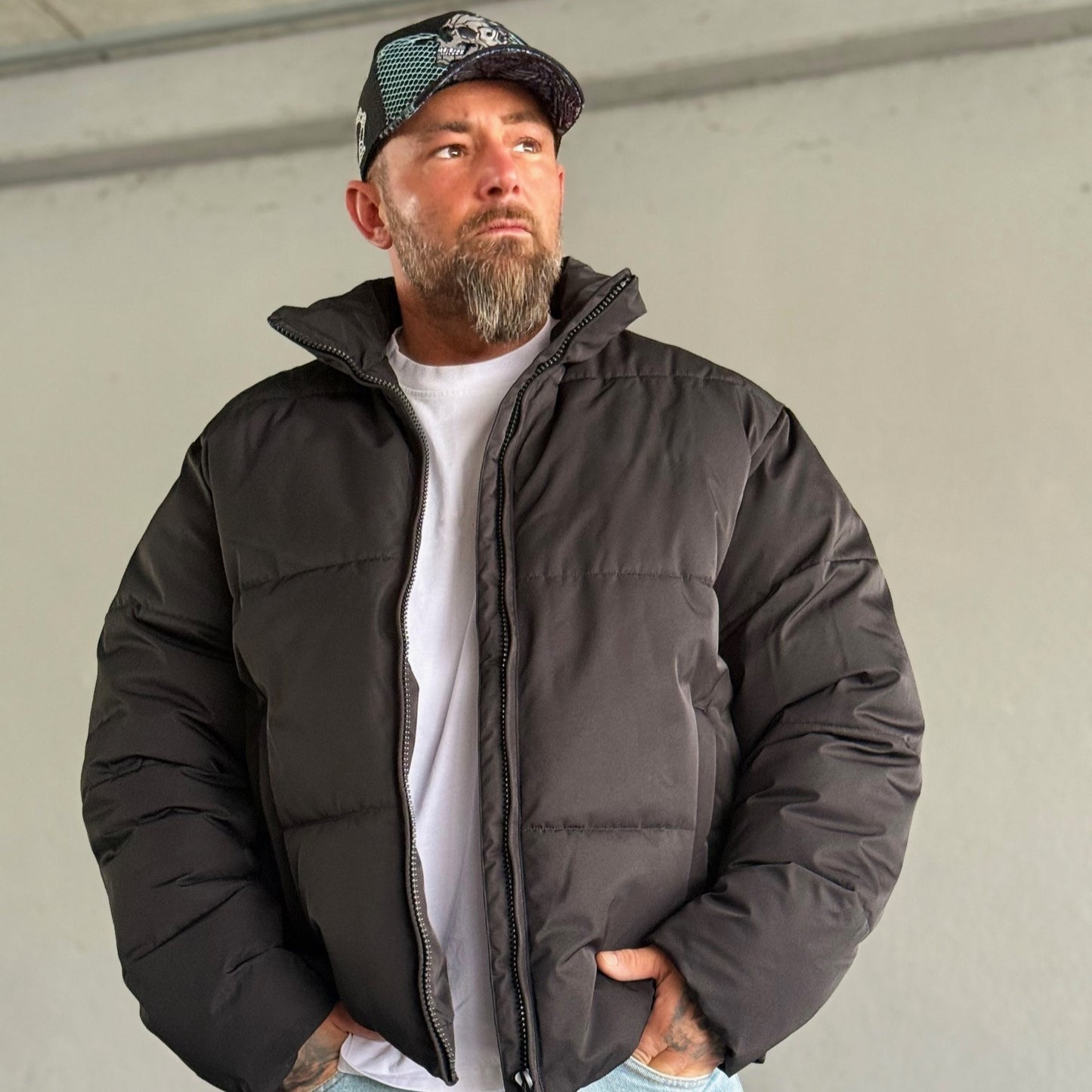 Robot Skull Trucker Cap - Black/Wired Grey