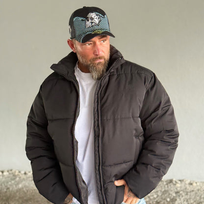 Robot Skull Trucker Cap - Black/Wired Grey