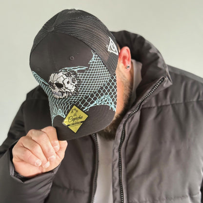 Robot Skull Trucker Cap - Black/Wired Grey