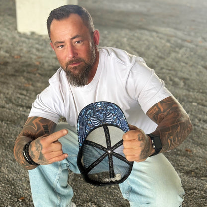 Robot Skull Trucker Cap - Black/Wired Grey