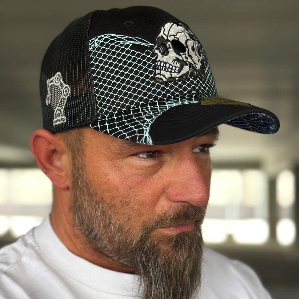 Robot Skull Trucker Cap - Black/Wired Grey | CAPICHE CAPS