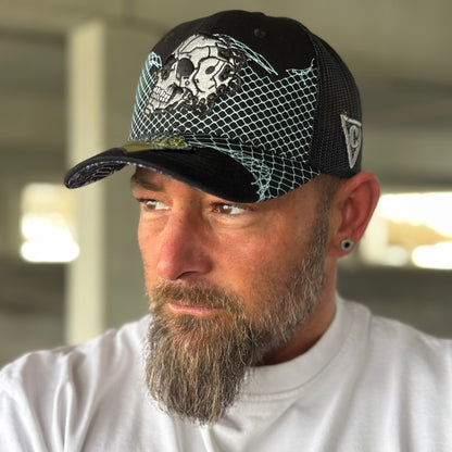 Robot Skull Trucker Cap - Black/Wired Grey