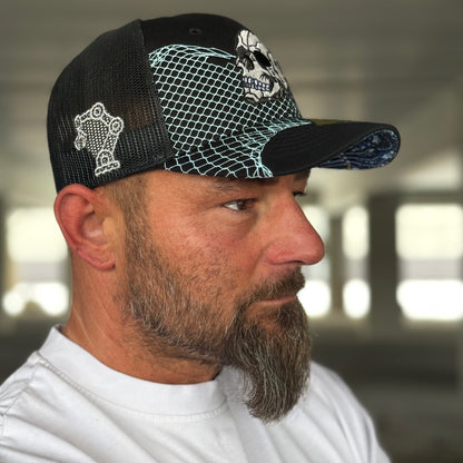 Robot Skull Trucker Cap - Black/Wired Grey