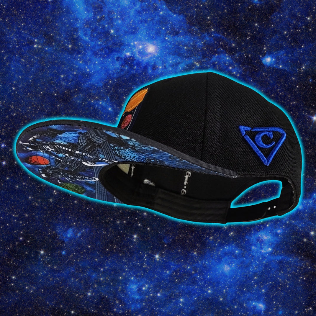 Cappellino Snapback Astronaut Race - Nero/Motivo a stelle e meteorite in fiamme