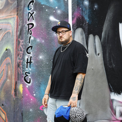 Cappellino Snapback Astronaut Race - Nero/Motivo a stelle e meteorite in fiamme