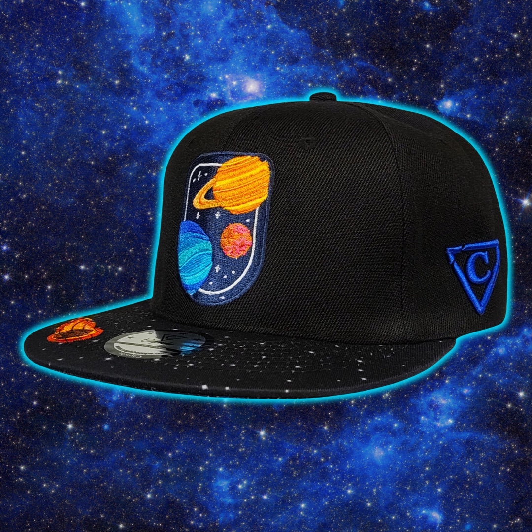 Cappellino Snapback Astronaut Race - Nero/Motivo a stelle e meteorite in fiamme