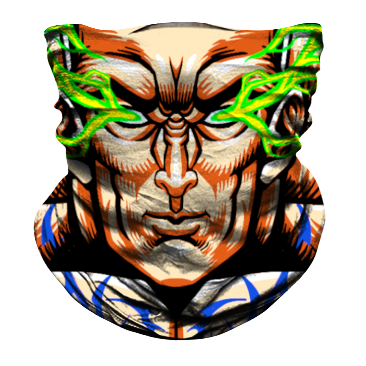 Tattooed Biker Mask - Beige/Green