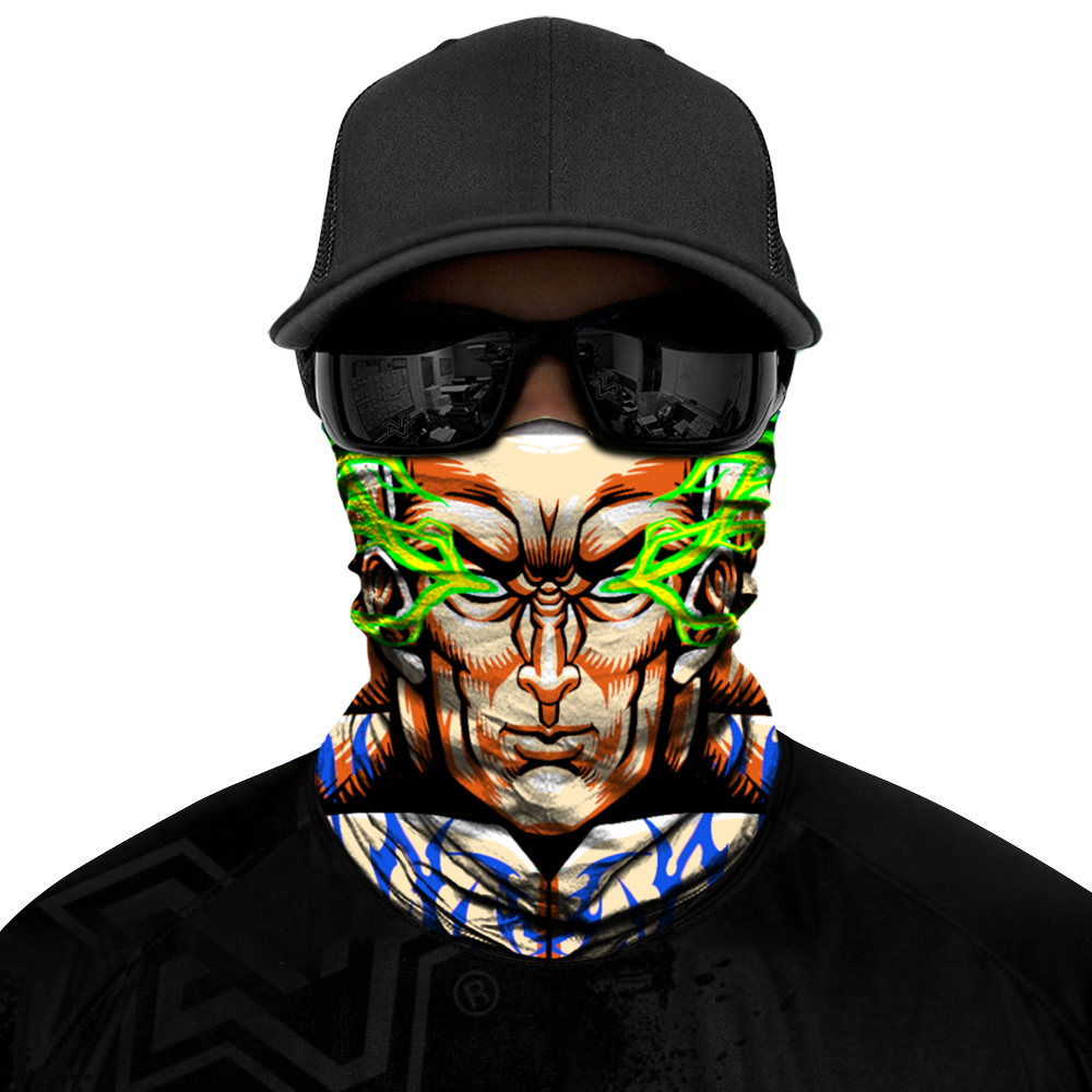 Tattooed Biker Mask - Beige/Green