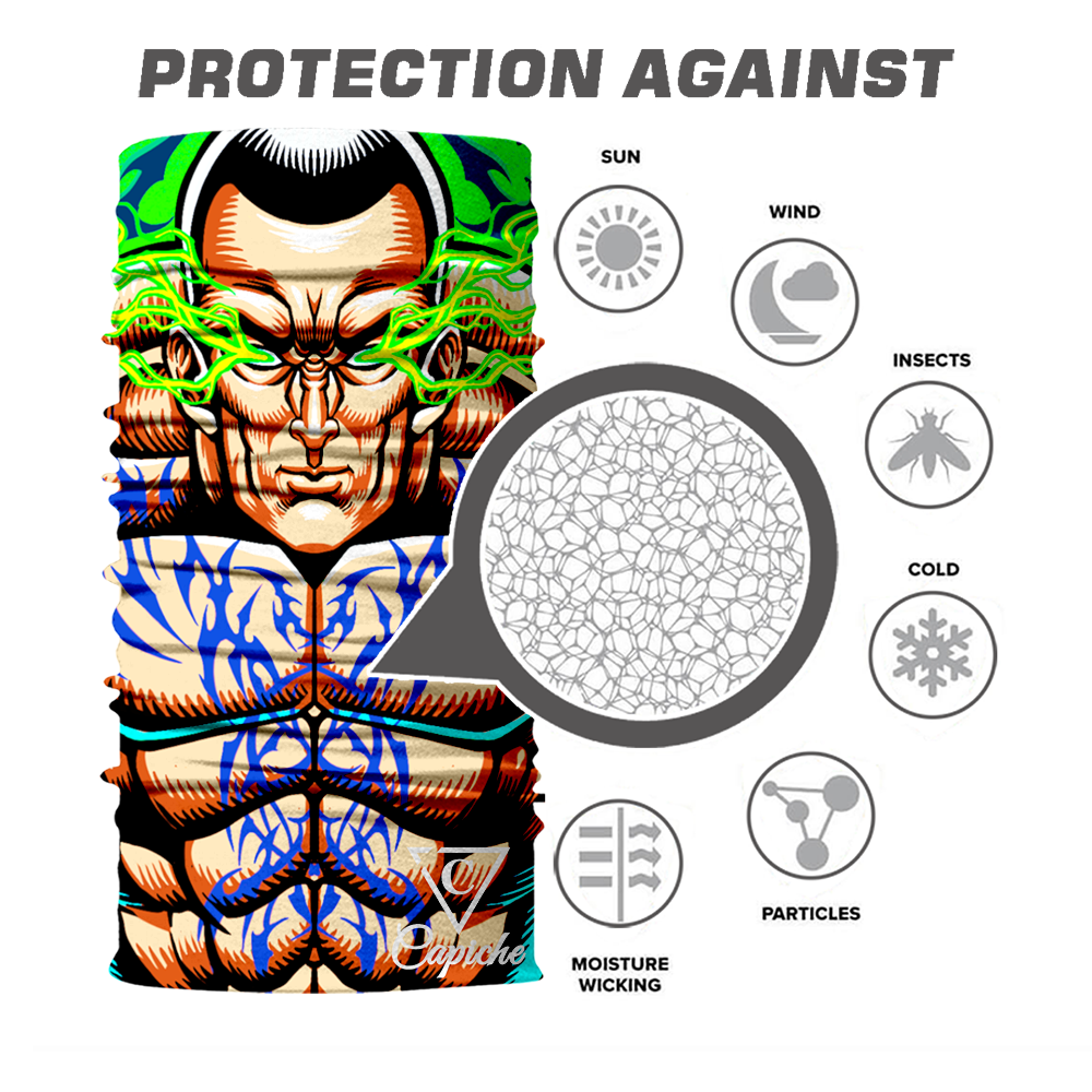 Tattooed Biker Mask - Beige/Green