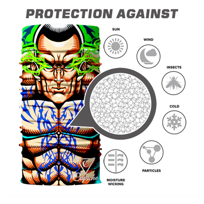Tattooed Biker Mask - Beige/Green