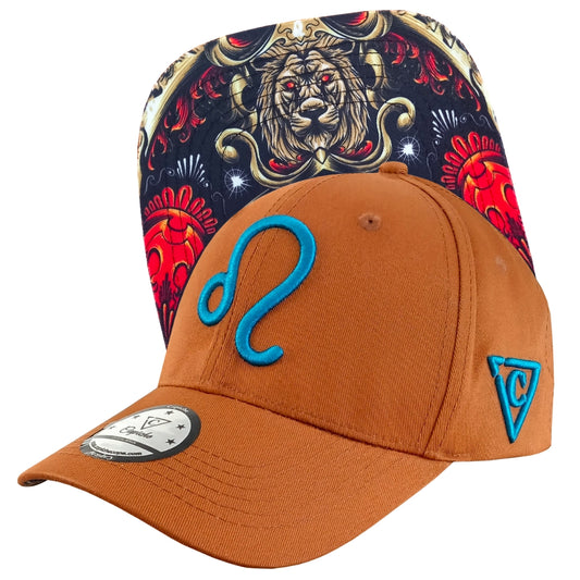 Zodiac Leo Curved Baseball Cap - Rust Brown/Orange