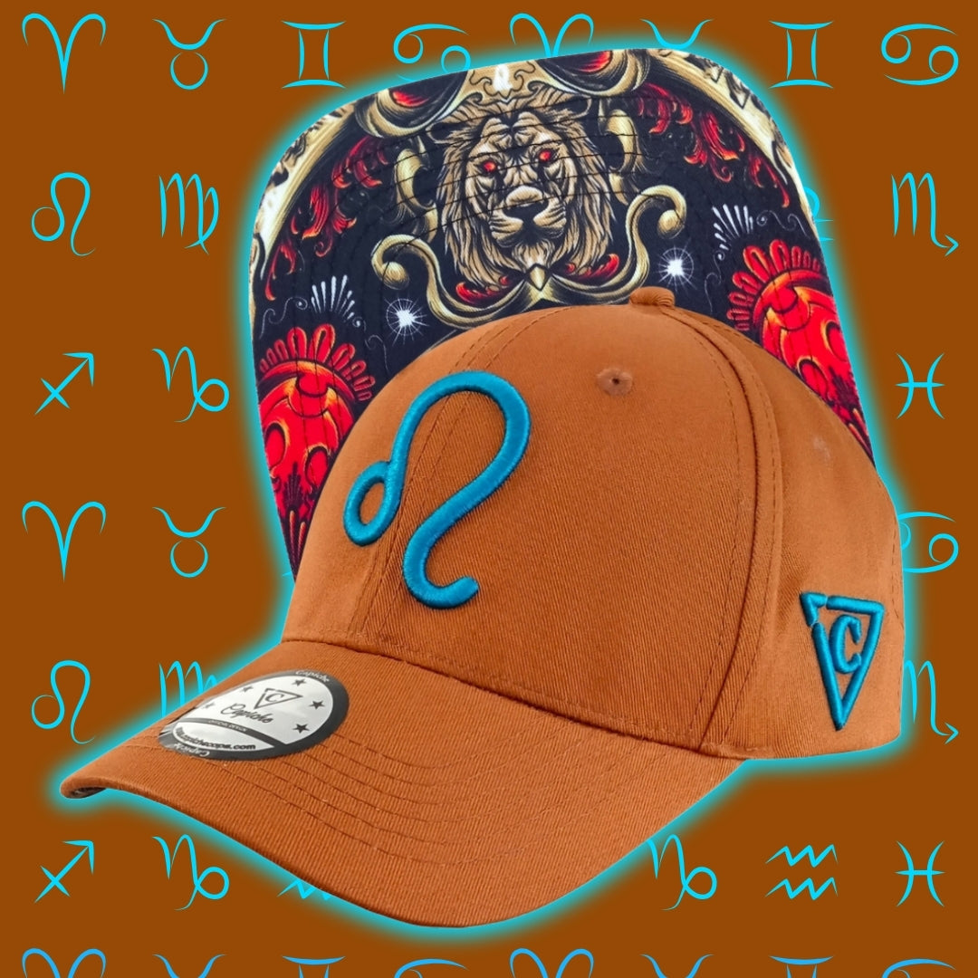 Zodiac Leo Curved Baseball Cap - Rust Brown/Orange