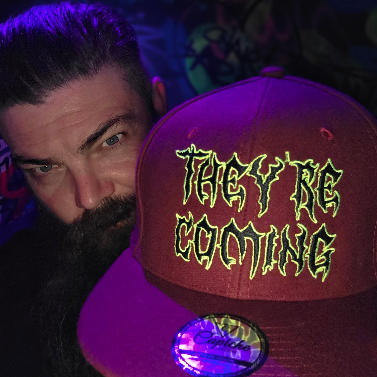 They're Coming Snapback - Rust Red Felt Fabric