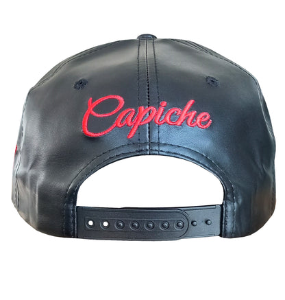 Tiger Samurai Snapback - Black Artificial Leather & Red Brim Embroidery