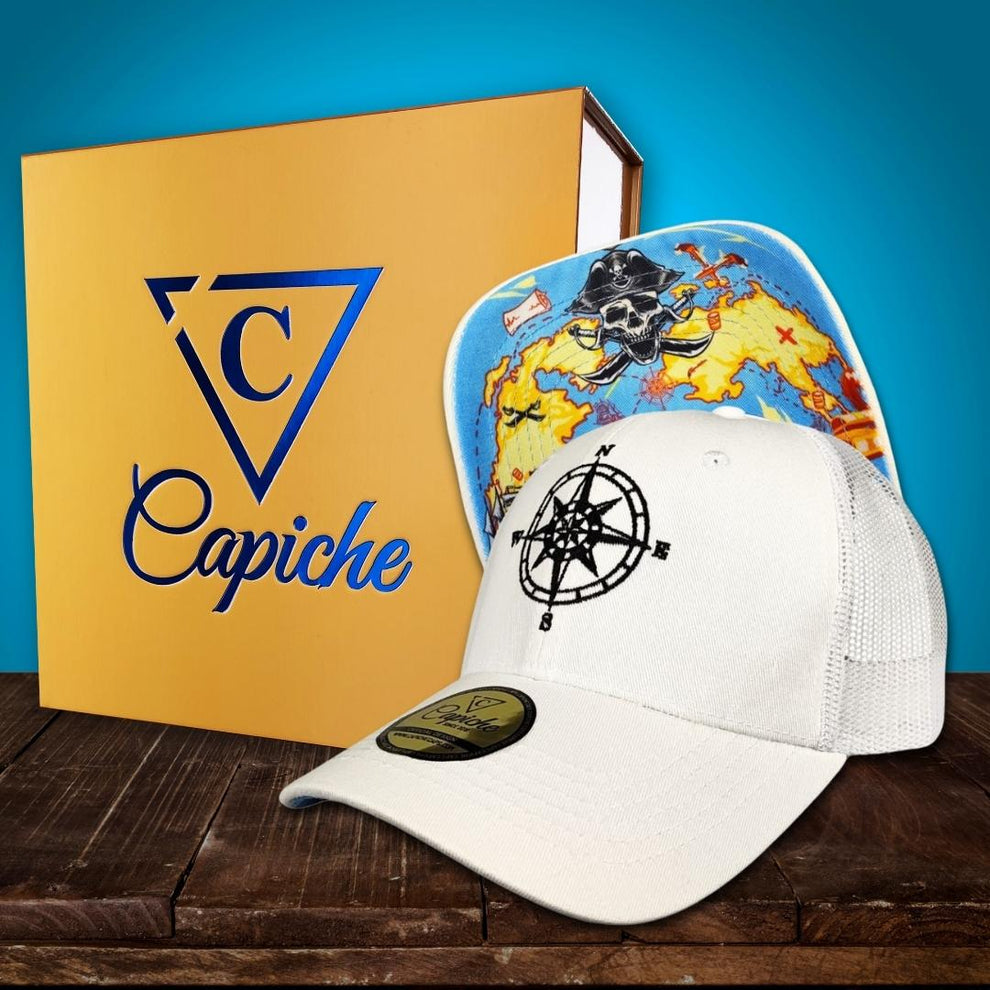 Treasure Map Trucker Cap - White | CAPICHE CAPS