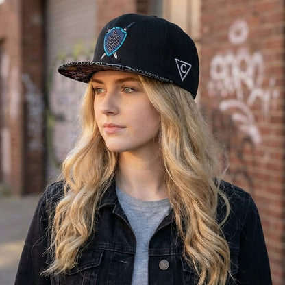 Czapka Viking's Spirit Snapback – czarna/szara z geometrycznym wzorem
