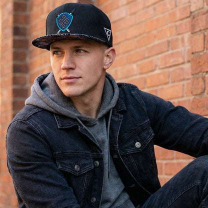 Czapka Viking's Spirit Snapback – czarna/szara z geometrycznym wzorem
