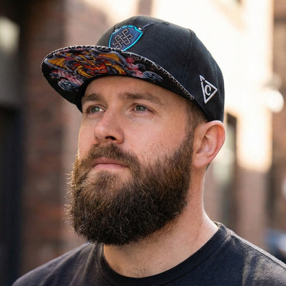 Czapka Viking's Spirit Snapback – czarna/szara z geometrycznym wzorem

