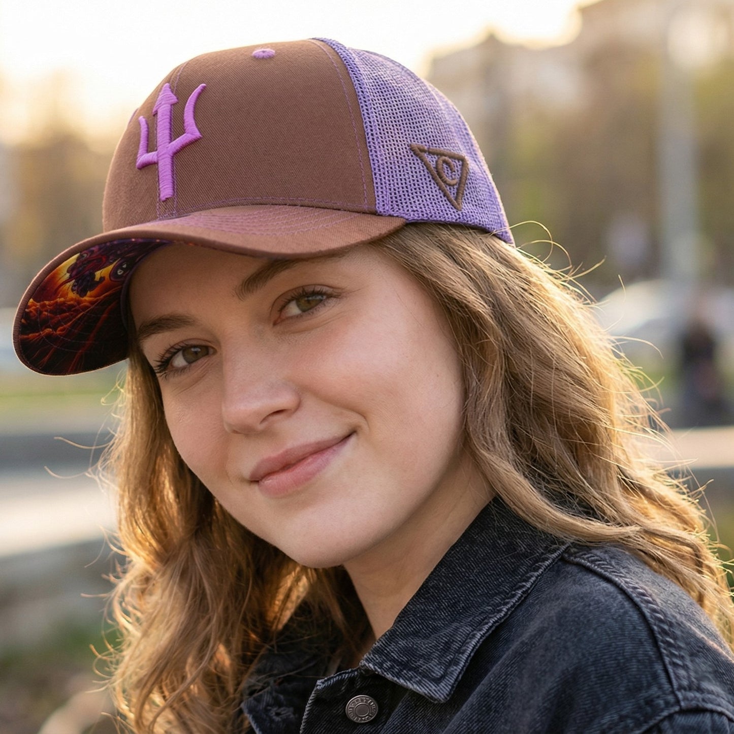 Czapka Argus Trucker - Brązowa/Fioletowa