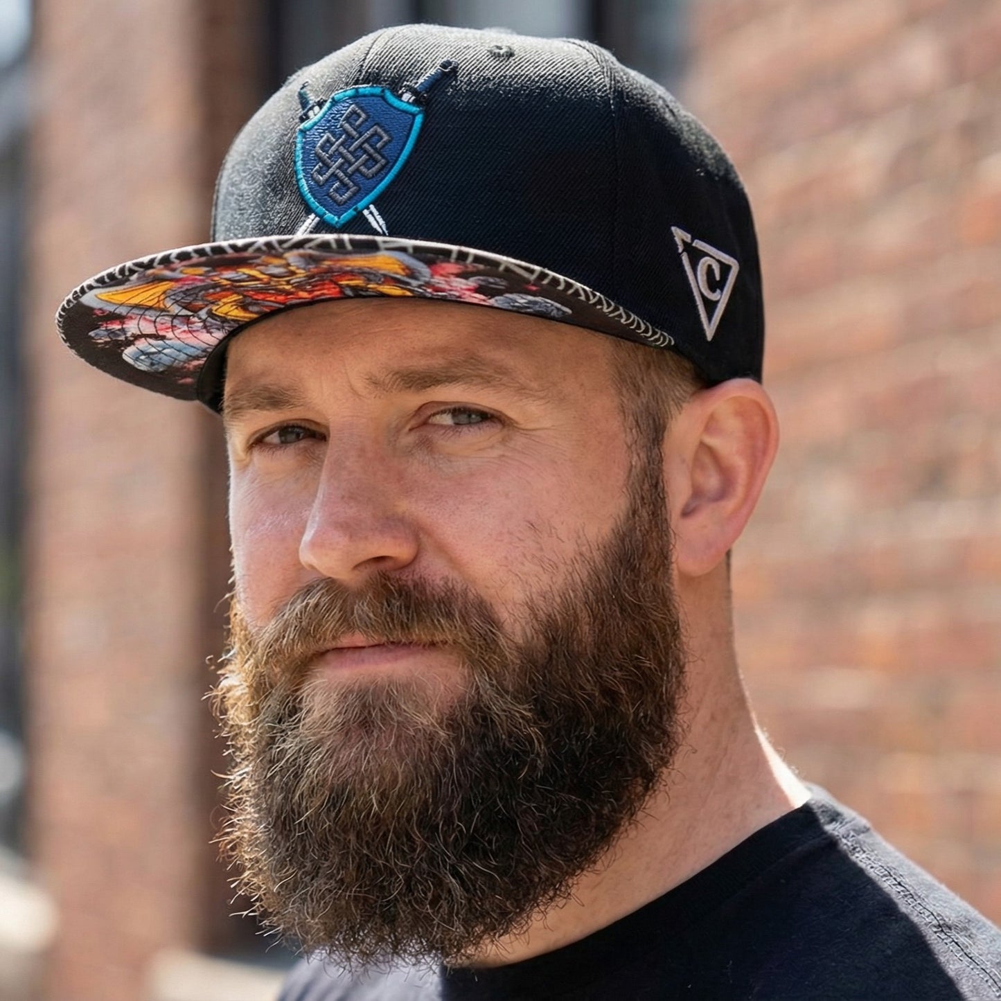 Czapka Viking's Spirit Snapback – czarna/szara z geometrycznym wzorem
