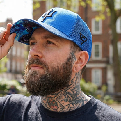 Basilisk Trucker Cap - Blue & Artificial Leather