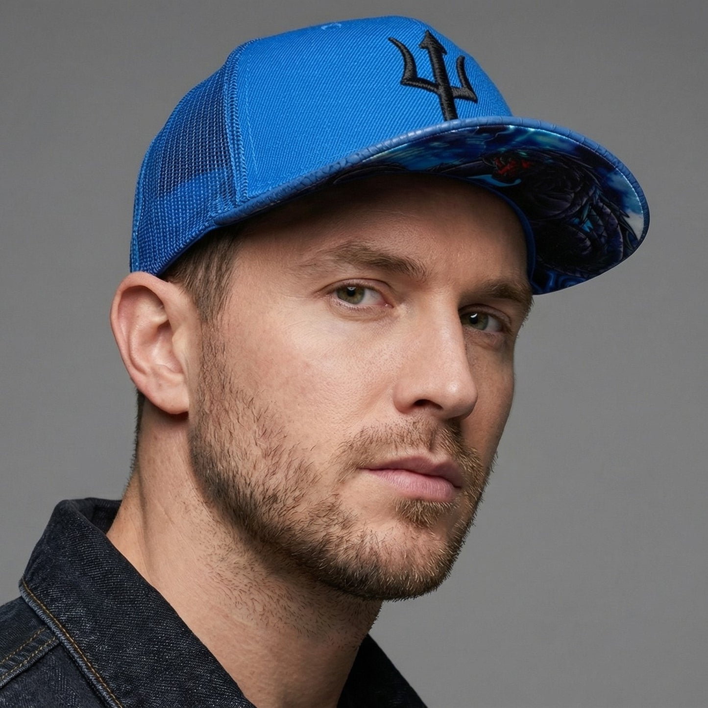 Basilisk Trucker Cap - Blue & Artificial Leather
