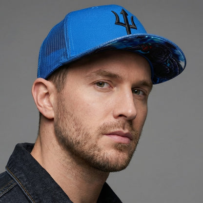Basilisk Trucker Cap - Blue & Artificial Leather
