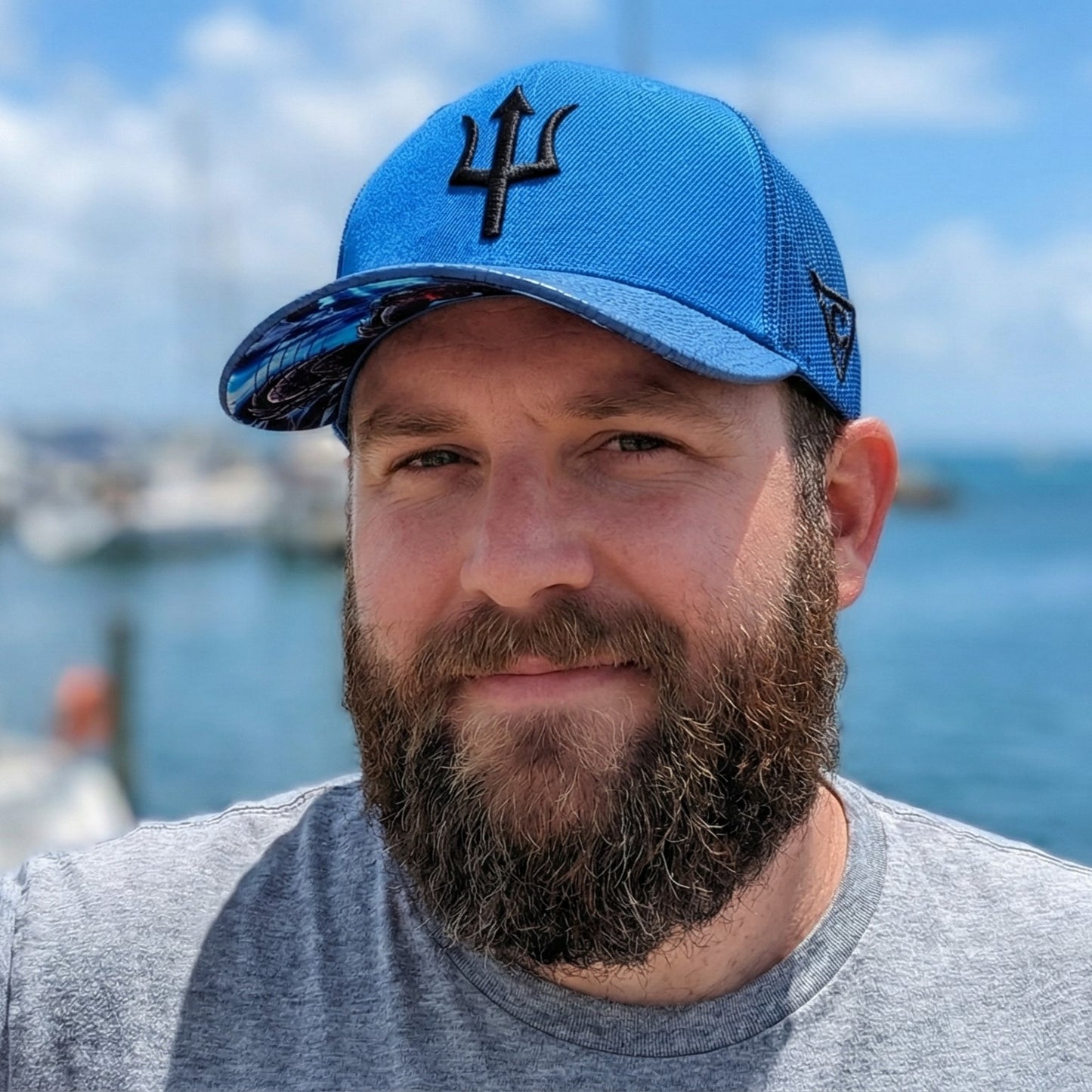 Basilisk Trucker Cap - Blue & Artificial Leather