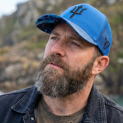 Basilisk Trucker Cap - Blue & Artificial Leather