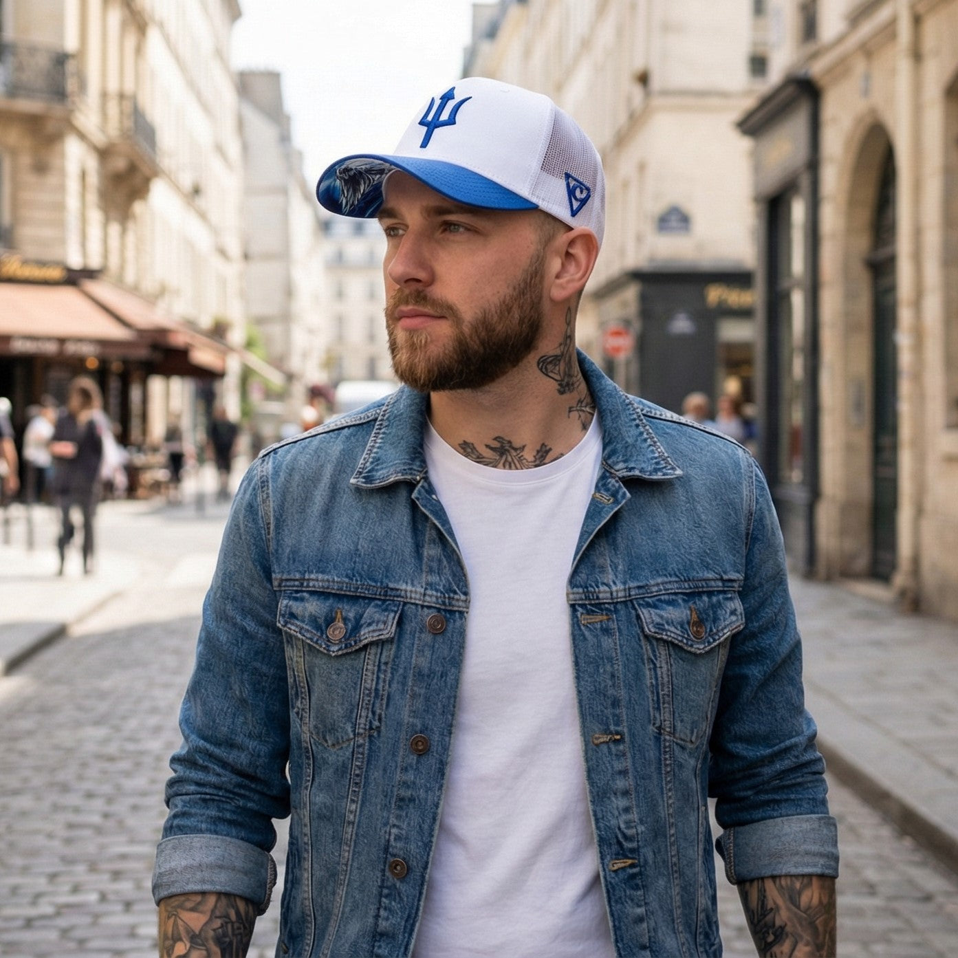 Czapka Cycnus Trucker - Biało-Niebieska