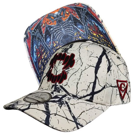 Vampire Skeleton Curved Cap - White/Black Cracked Pattern