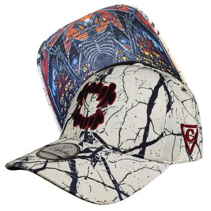 [Oct 23] Vampire Skeleton Curved Cap - White/Black Destroyed Look