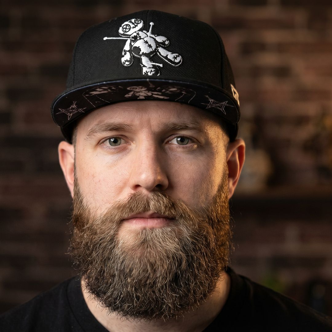 LIMITED EDITION Voodoo Snapback - Black with Silver Skeleton Charm
