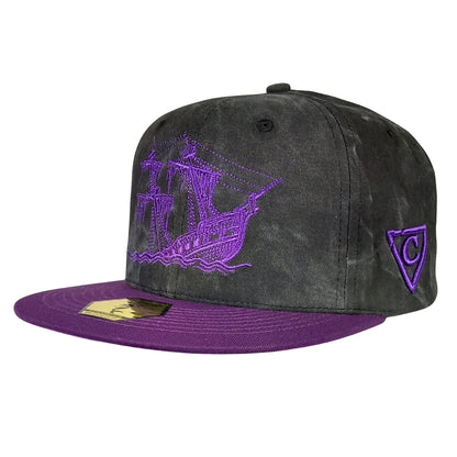 Full Moon Attack Snapback - Washed Dark Grey/Purple