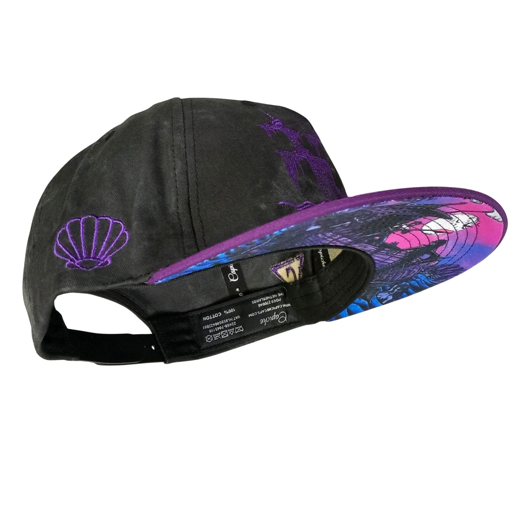 Full Moon Attack Snapback - Washed Dark Grey/Purple