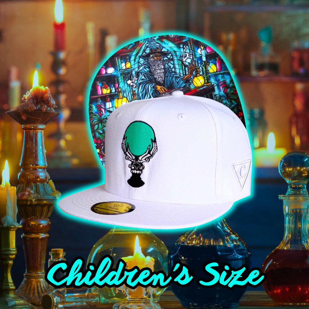 White Kids Snapback Hat Lost Wizard from Harry Potter Inspired Collection from Capiche Caps