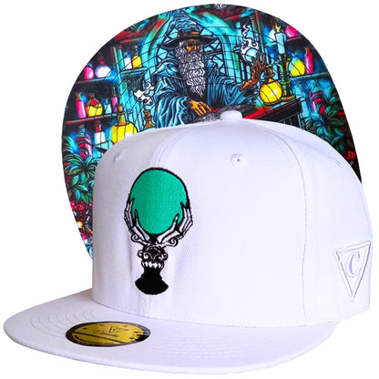 White Snapback Hat Lost Wizard in Adult and Child Size from the Harry Potter Inspired Collection from Capiche Caps