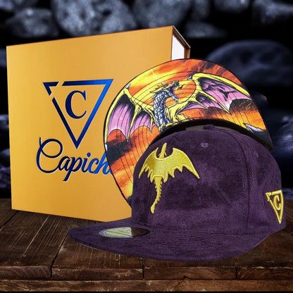 Yellow Dragon Snapback - Purple Suede