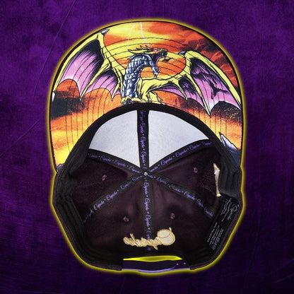 Yellow Dragon Snapback - Purple Suede