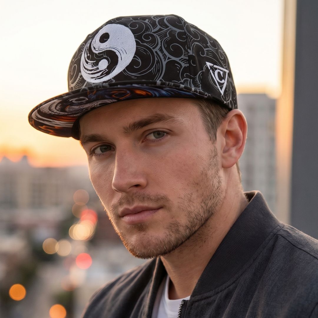 Casquette Snapback Yin Yang - Motif noir et blanc