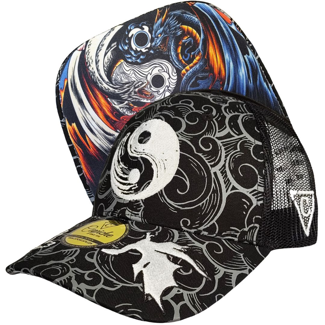 Cappellino Trucker Yin Yang - Motivo nero/bianco