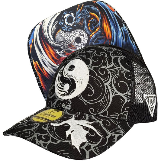 Yin Yang Trucker Cap - Black/White Pattern