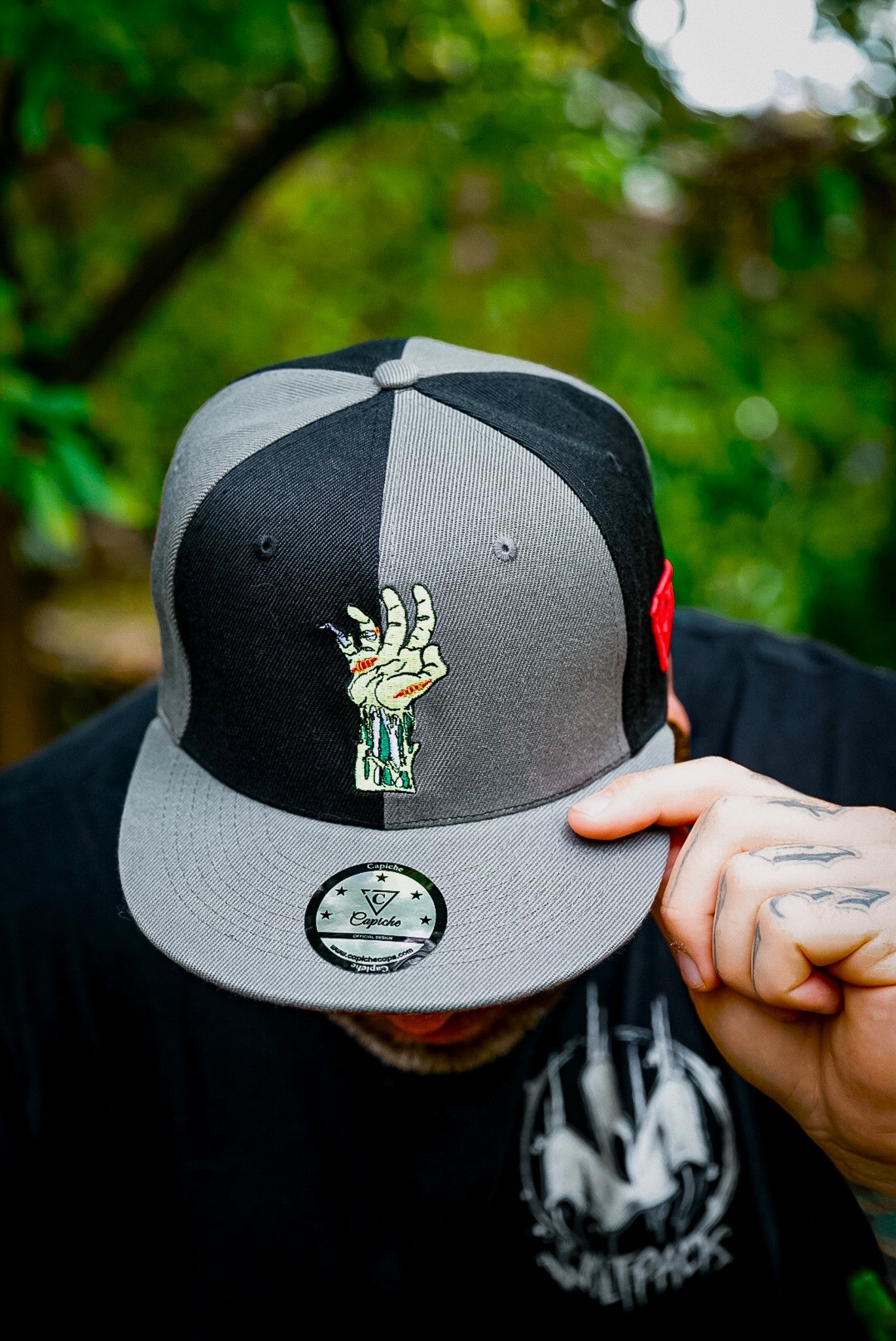 Zombie Killer Snapback Hat 50/50 Grey/Black from Capiche Caps