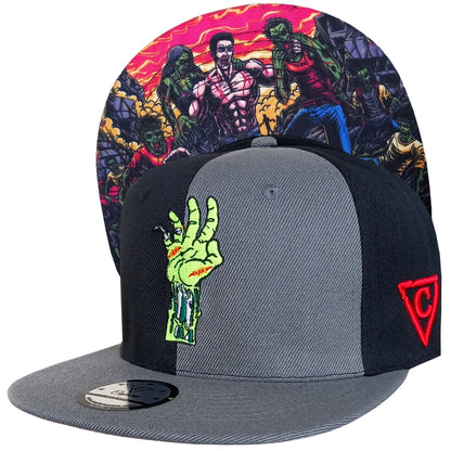 Zombie Killer Snapback Hat 50/50 Grey/Black from Capiche Caps