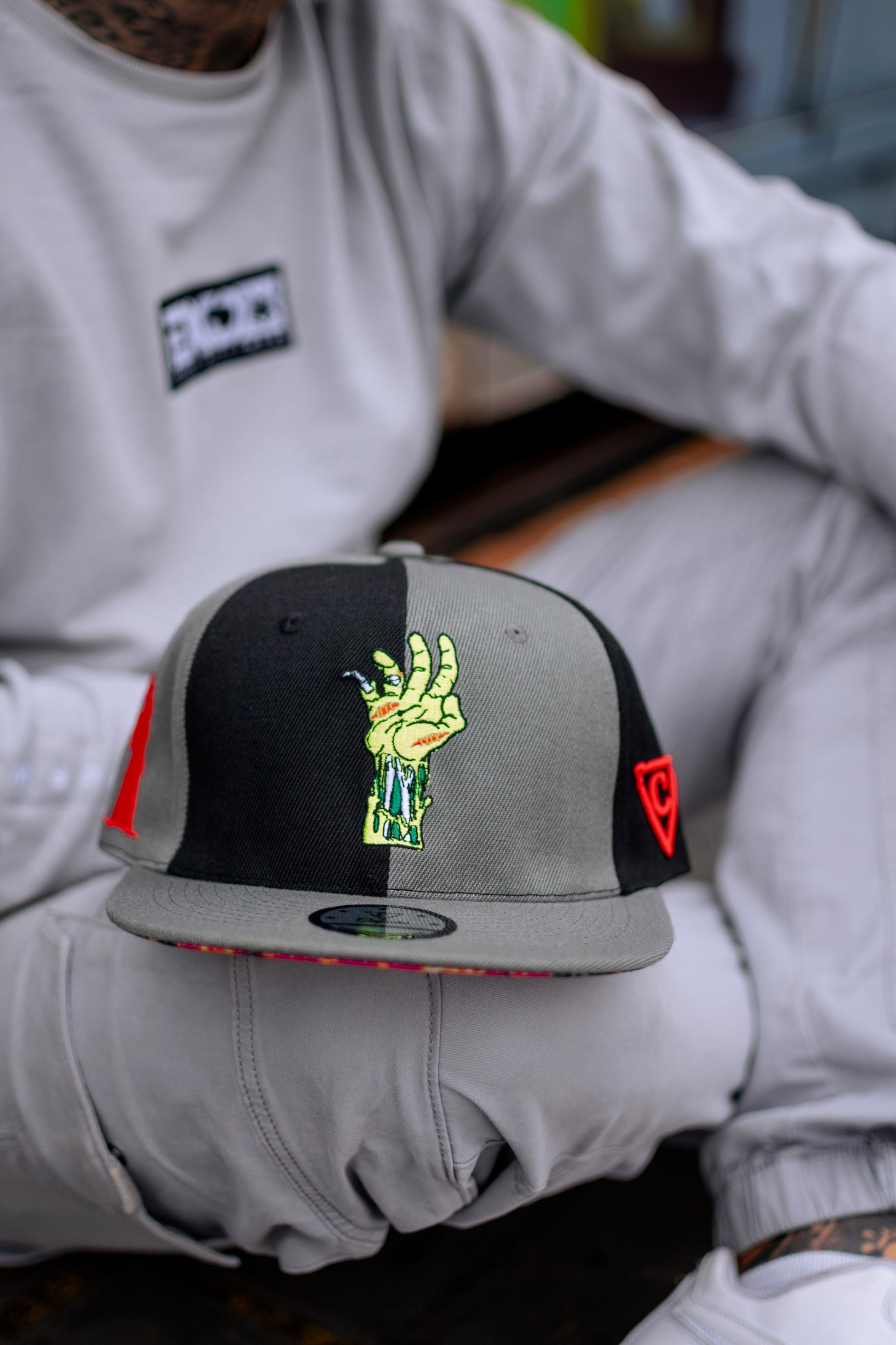 Zombie Killer Snapback Hat 50/50 Grey/Black from Capiche Caps