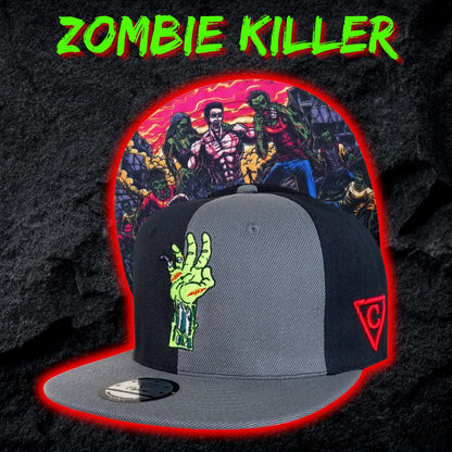 Zombie Killer Snapback Hat 50/50 Grey/Black from Capiche Caps