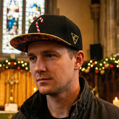 Holiday Feast Snapback - Black/Gold Glitter