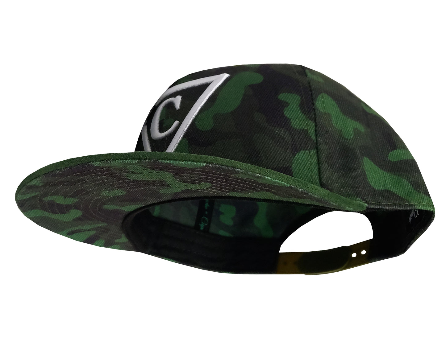 Green Camo Snapback - Suede Brim - Capiche Caps Suede