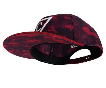 Red Camo Snapback - Suede Brim - Capiche Caps Suede