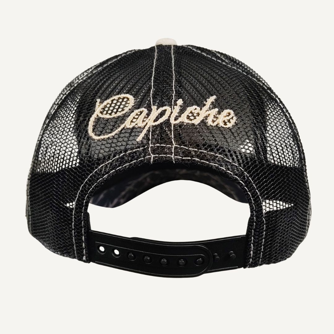 Decay Trucker Cap - Black/Beige Branches | CAPICHE CAPS